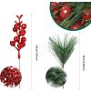 imageGeosar 24 Pieces Christmas Artificial Greenery Pine Branches Small Holly Artificial Berries Picks Bulk for Crafts Wreath Decorations Xmas Tree Party Gift for Christmas Holiday Decor RedRed