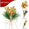 imageGeosar 24 Pieces Christmas Artificial Greenery Pine Branches Small Holly Artificial Berries Picks Bulk for Crafts Wreath Decorations Xmas Tree Party Gift for Christmas Holiday Decor RedGold
