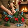 imageGeosar 24 Pieces Christmas Artificial Greenery Pine Branches Small Holly Artificial Berries Picks Bulk for Crafts Wreath Decorations Xmas Tree Party Gift for Christmas Holiday Decor RedBlue