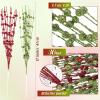 imageGeosar 30 Pcs Christmas Artificial Glitter Berry Stem Decorations 17 Inch Faux Stick Floral Pick Centerpiece Bouquet Flower Bead Twigs for Centerpiece Tree Wreath Xmas Ornaments HomeBurgundyGreen and Red