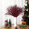 imageGeosar 30 Pcs Christmas Artificial Glitter Berry Stem Decorations 17 Inch Faux Stick Floral Pick Centerpiece Bouquet Flower Bead Twigs for Centerpiece Tree Wreath Xmas Ornaments HomeBurgundyBurgundy