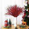 imageGeosar 30 Pcs Christmas Artificial Glitter Berry Stem Decorations 17 Inch Faux Stick Floral Pick Centerpiece Bouquet Flower Bead Twigs for Centerpiece Tree Wreath Xmas Ornaments HomeBurgundyRed