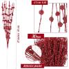 imageGeosar 30 Pcs Christmas Artificial Glitter Berry Stem Decorations 17 Inch Faux Stick Floral Pick Centerpiece Bouquet Flower Bead Twigs for Centerpiece Tree Wreath Xmas Ornaments HomeBurgundyRed