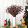 imageGeosar 30 Pcs Christmas Artificial Glitter Berry Stem Decorations 17 Inch Faux Stick Floral Pick Centerpiece Bouquet Flower Bead Twigs for Centerpiece Tree Wreath Xmas Ornaments HomeBurgundyBrown
