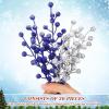 imageGeosar 30 Pieces Artificial Christmas Berry Picks with Snowflake Glitter Artificial Holly Berry Stems for Christmas Tree Ornaments Vases DIY Crafts Home Wedding Party Holiday DecorWhiteGlitter Silver  Royal Blue