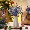 imageGeosar 30 Pieces Artificial Christmas Berry Picks with Snowflake Glitter Artificial Holly Berry Stems for Christmas Tree Ornaments Vases DIY Crafts Home Wedding Party Holiday DecorWhiteGlitter Silver  Royal Blue
