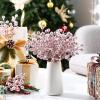 imageGeosar 30 Pieces Artificial Christmas Berry Picks with Snowflake Glitter Artificial Holly Berry Stems for Christmas Tree Ornaments Vases DIY Crafts Home Wedding Party Holiday DecorWhiteRose Gold