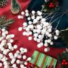 imageGeosar 30 Pieces Artificial Christmas Berry Picks with Snowflake Glitter Artificial Holly Berry Stems for Christmas Tree Ornaments Vases DIY Crafts Home Wedding Party Holiday DecorWhiteWhite