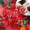 imageGeosar 30 Pieces Artificial Christmas Berry Picks with Snowflake Glitter Artificial Holly Berry Stems for Christmas Tree Ornaments Vases DIY Crafts Home Wedding Party Holiday DecorWhiteRed