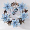 imageGeosar Glitter Christmas Poinsettia Artificial Xmas Flower Ornaments Flowers Decorations with Clips and Stems Glitter Poinsettia Christmas Tree Ornaments for Christmas Wedding Royal Blue36 PiecesLight Blue  Silver