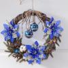 imageGeosar Glitter Christmas Poinsettia Artificial Xmas Flower Ornaments Flowers Decorations with Clips and Stems Glitter Poinsettia Christmas Tree Ornaments for Christmas Wedding Royal Blue36 PiecesBlue  Silver