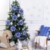 imageGeosar Glitter Christmas Poinsettia Artificial Xmas Flower Ornaments Flowers Decorations with Clips and Stems Glitter Poinsettia Christmas Tree Ornaments for Christmas Wedding Royal Blue36 PiecesBlue  Silver