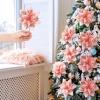 imageGeosar Glitter Christmas Poinsettia Artificial Xmas Flower Ornaments Flowers Decorations with Clips and Stems Glitter Poinsettia Christmas Tree Ornaments for Christmas Wedding Royal Blue36 PiecesRose Gold