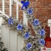 imageGeosar Glitter Christmas Poinsettia Artificial Xmas Flower Ornaments Flowers Decorations with Clips and Stems Glitter Poinsettia Christmas Tree Ornaments for Christmas Wedding Royal Blue36 PiecesBlue  Silver