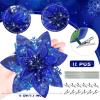 imageGeosar Glitter Christmas Poinsettia Artificial Xmas Flower Ornaments Flowers Decorations with Clips and Stems Glitter Poinsettia Christmas Tree Ornaments for Christmas Wedding Royal Blue36 PiecesPure Royal Blue
