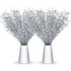 imageGeosar 30 Pcs Christmas Artificial Glitter Berry Stem Decorations 17 Inch Faux Stick Floral Pick Centerpiece Bouquet Flower Bead Twigs for Centerpiece Tree Wreath Xmas Ornaments HomeBurgundySilver