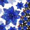 imageGeosar Glitter Christmas Poinsettia Artificial Xmas Flower Ornaments Flowers Decorations with Clips and Stems Glitter Poinsettia Christmas Tree Ornaments for Christmas Wedding Royal Blue36 PiecesPure Royal Blue