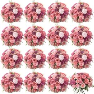 imageGeosar 16 Bundles Artificial Peonies Flowers Fake Silk Peony Bouquet Faux Peonies Flowers Bulk for Decoration Vase Floral Arrangements Wedding Party Table Dusty PinkDusty RosePink Lavender