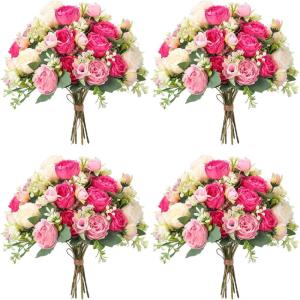 imageGeosar 16 Bundles Artificial Peonies Flowers Fake Silk Peony Bouquet Faux Peonies Flowers Bulk for Decoration Vase Floral Arrangements Wedding Party Table Dusty PinkDusty RoseBright Color