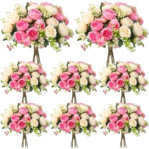 imageGeosar 16 Bundles Artificial Peonies Flowers Fake Silk Peony Bouquet Faux Peonies Flowers Bulk for Decoration Vase Floral Arrangements Wedding Party Table Dusty PinkDusty RosePink  Champagne