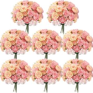 imageGeosar 16 Bundles Artificial Peonies Flowers Fake Silk Peony Bouquet Faux Peonies Flowers Bulk for Decoration Vase Floral Arrangements Wedding Party Table Dusty PinkDusty RosePink  Yellow