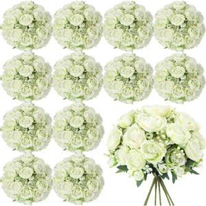 imageGeosar 16 Bundles Artificial Peonies Flowers Fake Silk Peony Bouquet Faux Peonies Flowers Bulk for Decoration Vase Floral Arrangements Wedding Party Table Dusty PinkDusty RoseGreen