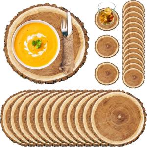 imageGeosar 200 Disposable Paper Placemats and Coasters Set Paper Woven Placemat with Coasters Outdoor Indoor for Farmhouse Rustic Dining Table Decoration Shower BirthdayWood Grain