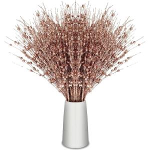 imageGeosar 30 Pcs Christmas Artificial Glitter Berry Stem Decorations 17 Inch Faux Stick Floral Pick Centerpiece Bouquet Flower Bead Twigs for Centerpiece Tree Wreath Xmas Ornaments HomeBurgundyRose Gold