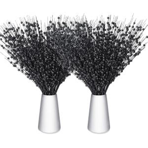 imageGeosar 30 Pcs Christmas Artificial Glitter Berry Stem Decorations 17 Inch Faux Stick Floral Pick Centerpiece Bouquet Flower Bead Twigs for Centerpiece Tree Wreath Xmas Ornaments HomeBurgundyBlack