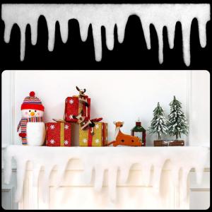 imageGeosar 4 Pieces Christmas Icicle Borders Winter Bulletin Board Borders Snow Decorations Icicle Trim Fringe Garland for Christmas Xmas Holiday Window Sill Mantel Wall Decor