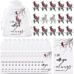 imageGeosar Set of 50 Memorial Cardinal Sign Pins Set Funeral Pocket Token Guardian Pocket Oil Dropped Cardinal Pins I Am with You Always Cards Organza Bags Religious PresentsFashionFashion