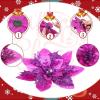 image24 Christmas Glitter Artificial Poinsettia Flowers Xmas Poinsettia Artificial Wedding Flowers Decorations Xmas Tree Ornaments with Clips for Party Favors 6 Inch 4 Inch 3 Inch Silver and BlueDark Purple