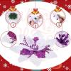 image24 Christmas Glitter Artificial Poinsettia Flowers Xmas Poinsettia Artificial Wedding Flowers Decorations Xmas Tree Ornaments with Clips for Party Favors 6 Inch 4 Inch 3 Inch Silver and BlueWhite Purple