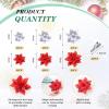 image24 Christmas Glitter Artificial Poinsettia Flowers Xmas Poinsettia Artificial Wedding Flowers Decorations Xmas Tree Ornaments with Clips for Party Favors 6 Inch 4 Inch 3 Inch Silver and BlueRed and Sliver