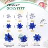 image24 Christmas Glitter Artificial Poinsettia Flowers Xmas Poinsettia Artificial Wedding Flowers Decorations Xmas Tree Ornaments with Clips for Party Favors 6 Inch 4 Inch 3 Inch Silver and BlueBlue and Sliver