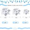 image24 Christmas Glitter Artificial Poinsettia Flowers Xmas Poinsettia Artificial Wedding Flowers Decorations Xmas Tree Ornaments with Clips for Party Favors 6 Inch 4 Inch 3 Inch Silver and BlueSilver and White