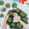 image24 Christmas Glitter Artificial Poinsettia Flowers Xmas Poinsettia Artificial Wedding Flowers Decorations Xmas Tree Ornaments with Clips for Party Favors 6 Inch 4 Inch 3 Inch Silver and BlueGreen  Gold