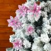 image24 Christmas Glitter Artificial Poinsettia Flowers Xmas Poinsettia Artificial Wedding Flowers Decorations Xmas Tree Ornaments with Clips for Party Favors 6 Inch 4 Inch 3 Inch Silver and BluePink and Silver