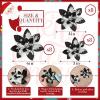 image24 Christmas Glitter Artificial Poinsettia Flowers Xmas Poinsettia Artificial Wedding Flowers Decorations Xmas Tree Ornaments with Clips for Party Favors 6 Inch 4 Inch 3 Inch Silver and BlueBlack White  Gold