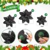 image24 Christmas Glitter Artificial Poinsettia Flowers Xmas Poinsettia Artificial Wedding Flowers Decorations Xmas Tree Ornaments with Clips for Party Favors 6 Inch 4 Inch 3 Inch Silver and BlueBlack