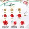 image24 Christmas Glitter Artificial Poinsettia Flowers Xmas Poinsettia Artificial Wedding Flowers Decorations Xmas Tree Ornaments with Clips for Party Favors 6 Inch 4 Inch 3 Inch Silver and BlueGold and Red