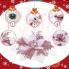 image24 Christmas Glitter Artificial Poinsettia Flowers Xmas Poinsettia Artificial Wedding Flowers Decorations Xmas Tree Ornaments with Clips for Party Favors 6 Inch 4 Inch 3 Inch Silver and BlueWhite Pink