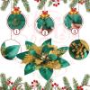 image24 Christmas Glitter Artificial Poinsettia Flowers Xmas Poinsettia Artificial Wedding Flowers Decorations Xmas Tree Ornaments with Clips for Party Favors 6 Inch 4 Inch 3 Inch Silver and BlueGreen  Gold