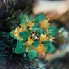 image24 Christmas Glitter Artificial Poinsettia Flowers Xmas Poinsettia Artificial Wedding Flowers Decorations Xmas Tree Ornaments with Clips for Party Favors 6 Inch 4 Inch 3 Inch Silver and BlueGreen  Gold