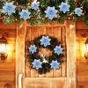 image24 Christmas Glitter Artificial Poinsettia Flowers Xmas Poinsettia Artificial Wedding Flowers Decorations Xmas Tree Ornaments with Clips for Party Favors 6 Inch 4 Inch 3 Inch Silver and BlueSilver and Blue