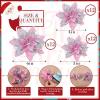 imageGeosar 36 Pcs Christmas Glitter Artificial Poinsettia Flowers Xmas Poinsettia Artificial Wedding Flowers Decorations Xmas Tree Ornaments with Clips for Party 6 Inch 4 Inch 3 InchRose GoldPeach Pink  Silver