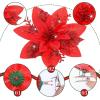 imageGeosar 36 Pcs Christmas Glitter Artificial Poinsettia Flowers Xmas Poinsettia Artificial Wedding Flowers Decorations Xmas Tree Ornaments with Clips for Party 6 Inch 4 Inch 3 InchRose GoldRed
