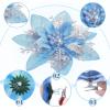 imageGeosar 36 Pcs Christmas Glitter Artificial Poinsettia Flowers Xmas Poinsettia Artificial Wedding Flowers Decorations Xmas Tree Ornaments with Clips for Party 6 Inch 4 Inch 3 InchRose GoldSilver and Blue