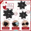 imageGeosar 36 Pcs Christmas Glitter Artificial Poinsettia Flowers Xmas Poinsettia Artificial Wedding Flowers Decorations Xmas Tree Ornaments with Clips for Party 6 Inch 4 Inch 3 InchRose GoldBlack