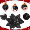 imageGeosar 36 Pcs Christmas Glitter Artificial Poinsettia Flowers Xmas Poinsettia Artificial Wedding Flowers Decorations Xmas Tree Ornaments with Clips for Party 6 Inch 4 Inch 3 InchRose GoldBlack